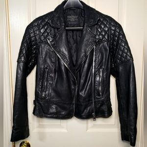 Black Leather All Saints Moto Jacket